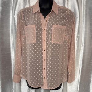 A New Day Women’s XL Textured Sheer Long Sleeve Button Up Blouse